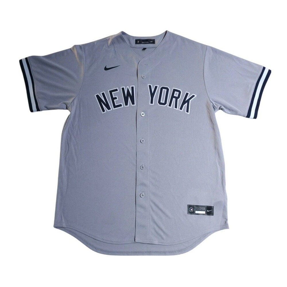 Nike New York Yankees Away Baseball Jersey Mens Large Grey Navy Blank NWOT